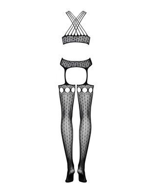 Бодістокінг Obsessive Bodystocking G313 S/M/L, шнурівка, геометричний декор SO7237 фото