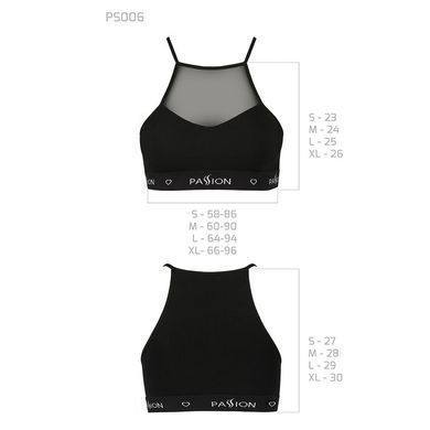 Спортивний топ з прозорою вставкою Passion PS006 TOP XL, black SO4242 фото