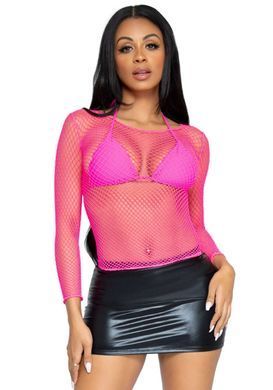 Сітчастий топ Leg Avenue Long Sleeves T-Shirts Neon Pink, One Size SO9105 фото