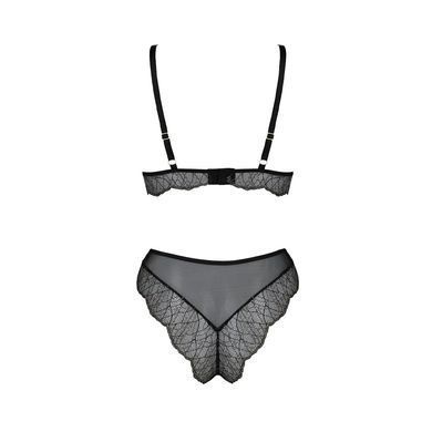 Комплект білизни Passion AMBERLY SET 4XL/5XL black, ліф, трусики бразиліана, люрексова нитка SO7055 фото