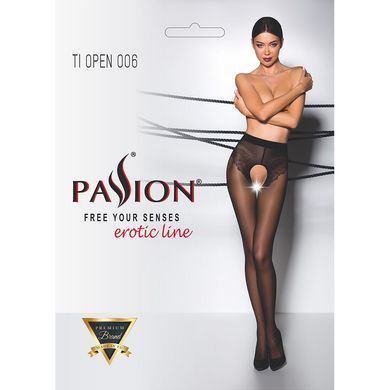 Еротичні колготки Passion TIOPEN 006 3/4 (30 den), nero, з вирізом, імітація трусиків PS24517 фото