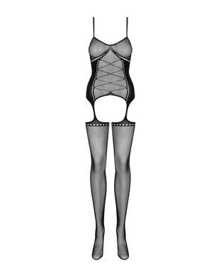 Бодістокінг Obsessive Bodystocking G314 S/M/L, імітація корсета та корсетної шнурівки SO7239 фото