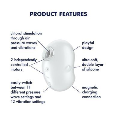 Вакуумний кліторальний стимулятор з вібрацією Satisfyer Cutie Ghost White SX0573 фото