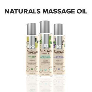 Масажна олія JO Naturals Massage Oil Peppermint & Eucalyptus з ефірними оліями (120 мл) SO6166 фото