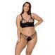 Комплект з екошкіри Passion MALWIA BIKINI 6XL/7XL black, з люверсами та ремінцями, бра, трусики SO7097 фото 1