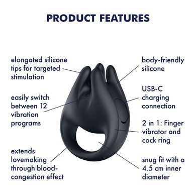 Вібратор на палець та ерекційне кільце 2в1 Satisfyer Perfect Pair 1 SX4229 фото