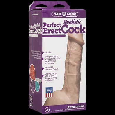 Фалоімітатор Doc Johnson - 7 Inch Perfect Erect Cock, велика головка, Vac-U-Lock SO2796 фото