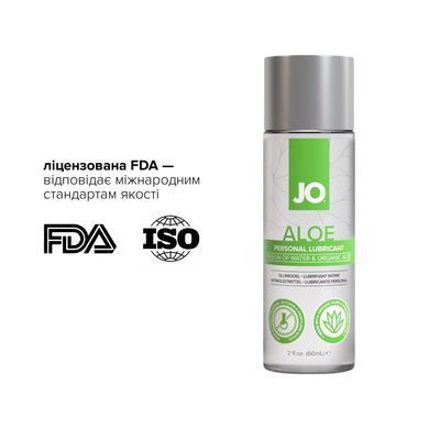Змазка на водній основі JO H2O Organic Aloe (60 мл), зволожувальний та заспокійливий ефект SX0721 фото