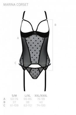 Корсет Passion MARINA CORSET, L/XL, black, з відкритими чашками SO9729 фото