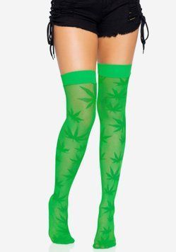 Панчохи з малюнком Leg Avenue 420 Net thigh highs Green SO9160 фото