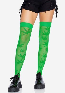 Панчохи з малюнком Leg Avenue 420 Net thigh highs Green SO9160 фото