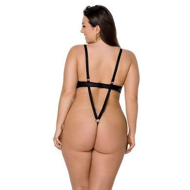 Боді з екошкіри Passion CELINE BODY 6XL/7XL black, з доступом, відкритий SO7060 фото