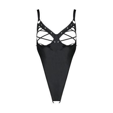 Боді з екошкіри Passion CELINE BODY 6XL/7XL black, з доступом, відкритий SO7060 фото