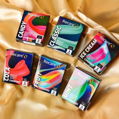 Презервативи Holographic Recare Fruit Flavour Condoms 3 шт, аромати: м'ята, банан, полуниця SX3333 фото