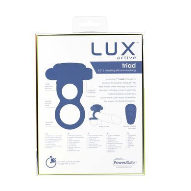 Подвійне ерекційне кільце з вібрацією Lux Active-Triad - Vibrating Dual Cock Ring, пульт ДК SO5575 фото
