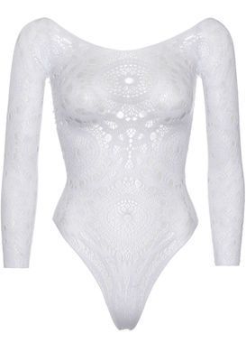 Еротичне боді-бодістокінг Leg Avenue Snap crotch thong back teddy White S/M SO9133 фото