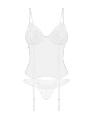 Корсет Obsessive Alissium corset & thong, XS/S, гнучкі кісточки, відкрита спина, стрінги в комплекті SX0600 фото