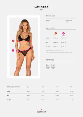 Комплект Obsessive Latinesa 2-pcs set XS/S, бюстгальтер та трусики SO9780 фото