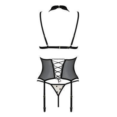 Корсет з відкритими грудьми Passion DOMINICA CORSET XXL/XXXL beige, пажі для панчіх, стрінги SO8432 фото