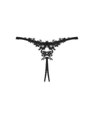 Прозорі стрінги з доступом Obsessive Celia Noir crotchless thong XL/2XL SO7873 фото