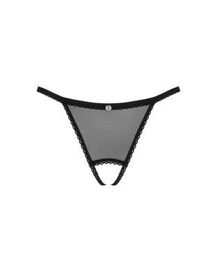 Прозорі стрінги з доступом Obsessive Celia Noir crotchless thong XL/2XL SO7873 фото