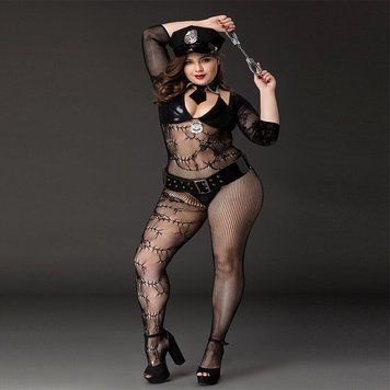 Костюм поліціянтки JSY &laquo;Фрау Марта&raquo; Plus Size Black, ремінь, кепка, наручники, краватка SO8357 фото