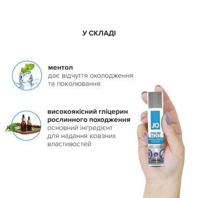 Охолоджувальна змазка на водній основі JO H2O COOLING (60 мл) з ментолом, рослинний гліцерин SO1680 фото