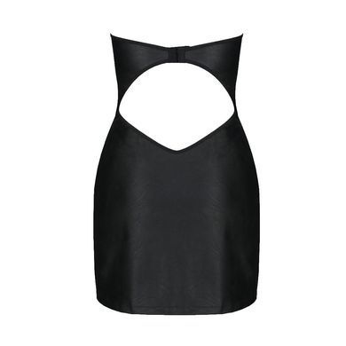 Мінісукня з екошкіри Passion CELINE CHEMISE 6XL/7XL, black, шнурівка, трусики в комплекті SO7062 фото