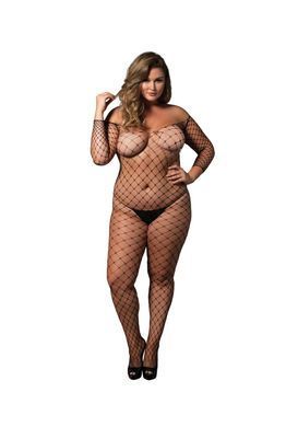 Бодістокінг Leg Avenue Off the shoulder bodystocking Black Queen Size SX1085 фото