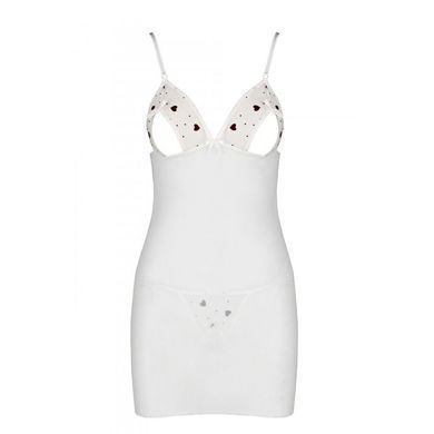Сорочка з вирізами на грудях, стрінги Passion LOVELIA CHEMISE XXL/XXXL, white SO4764 фото