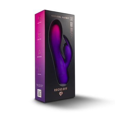 Вібратор-кролик Rocks Off Glo Girl &ndash; Rabbit, 2 мотори, 10 режимів, на батарейках SX2428 фото