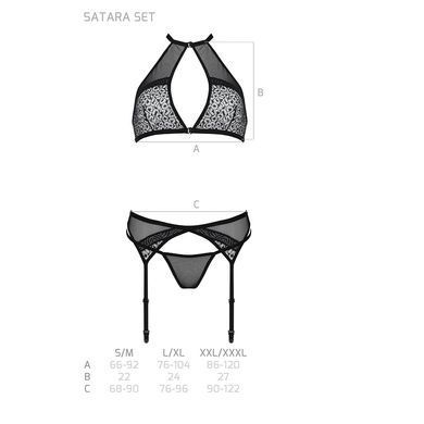 Комплект білизни Passion SATARA SET L/XL red, топ, пояс для панчіх, стрінги SO8484 фото