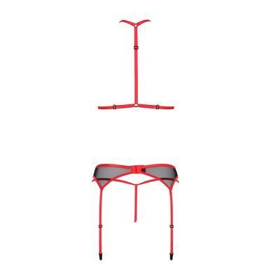 Комплект білизни Passion SATARA SET L/XL red, топ, пояс для панчіх, стрінги SO8484 фото