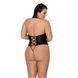 Боді з екошкіри Passion NANCY BODY 4XL/5XL black, з імітацією шнурівки та відкритим доступом SO7104 фото 2