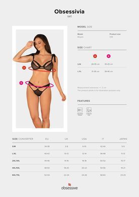 Напівпрозорий еротичний комплект Obsessive Obsessivia 2-pcs set black S/M, бюстгальтер та трусики SO7297 фото