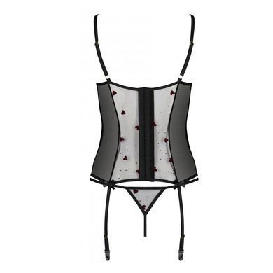 Корсет з підв'язками, стрінги Passion LOVELIA CORSET S/M, black SO4766 фото