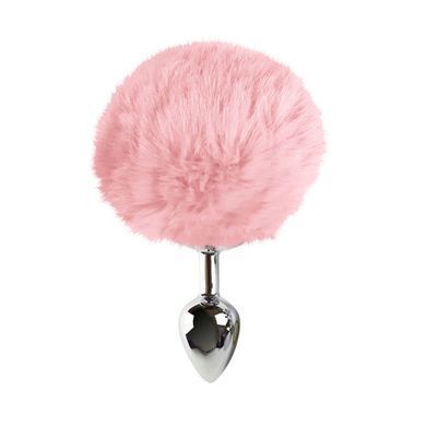 Металева анальна пробка М Art of Sex - Metal Butt plug Rabbit Tail Soft pink, діаметр 3,4 см SO6692 фото