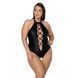Боді з екошкіри Passion NANCY BODY 6XL/7XL black, з імітацією шнурівки та відкритим доступом SO7105 фото 1
