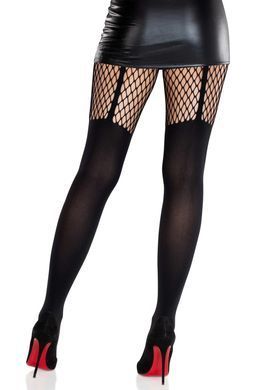 Колготки Leg Avenue Garter Illusion Tights with Net Detail One Size Black SX2766 фото