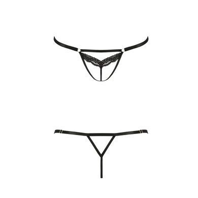 Відверті трусики-стрепи з мереживом Passion Exclusive SOLON THONG XXL/XXXL, black SO8487 фото