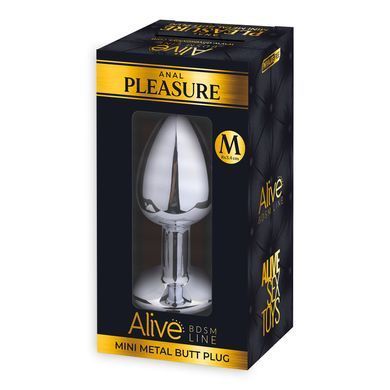 Металева анальна пробка з кристалом Alive Mini Metal Butt Plug Black M SO6000 фото