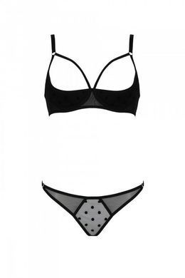 Еротичний комплект Passion MARINA SET WITH OPEN BRA, XXL/XXXL, black, відкриті чашки SO9737 фото