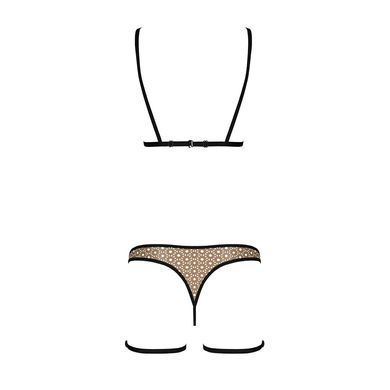 Еротичний комплект спідньої білизни Passion GABI SET XXL/XXXL beige, трусики з гартерами SO8438 фото