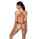 Боді з відкритим доступом Passion TASMINA BODY L/XL black, екошкіра, шнурівки, ажурні мережива SO8488 фото 2
