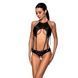 Боді з відкритим доступом Passion TASMINA BODY L/XL black, екошкіра, шнурівки, ажурні мережива SO8488 фото 1
