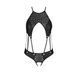 Боді з відкритим доступом Passion TASMINA BODY L/XL black, екошкіра, шнурівки, ажурні мережива SO8488 фото 3