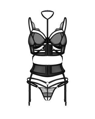 Комплект Obsessive Premisis Black 3-pcs crotchless set L/XL SX3115 фото