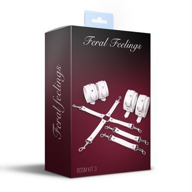 Набір для БДСМ Feral Feelings BDSM Kit 3 White, наручники, поножі, хрестовина SX3980 фото