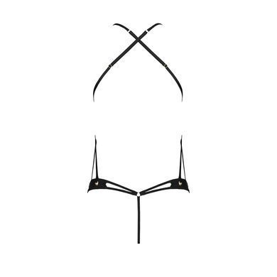 Боді з відкритим доступом Passion TASMINA BODY XXL/XXXL, black, екошкіра, шнурівки, ажурні мережива SO8489 фото