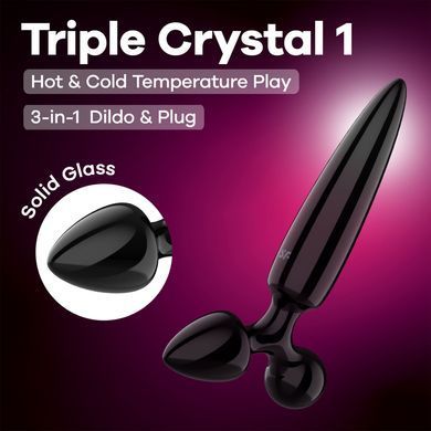Тристоронній скляний дилдо Satisfyer Triple Crystal 1 Black SX3553 фото